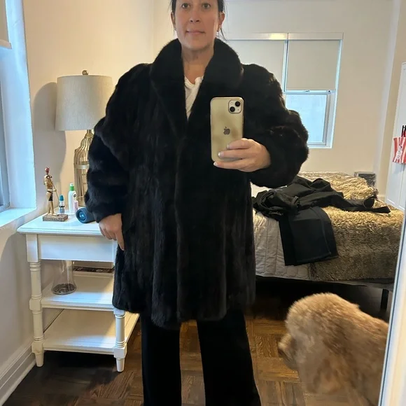 Authentic brown mink fur coat